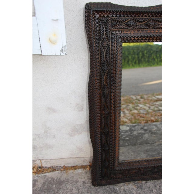 19th Century Brown Tramp Mirror For Sale - Image 3 of 6