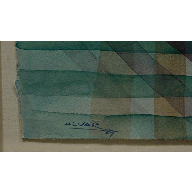 1980s Sunol Alvar "Untitled" Original Artwork Watercolor Custom Framed Hand Signed For Sale - Image 5 of 5