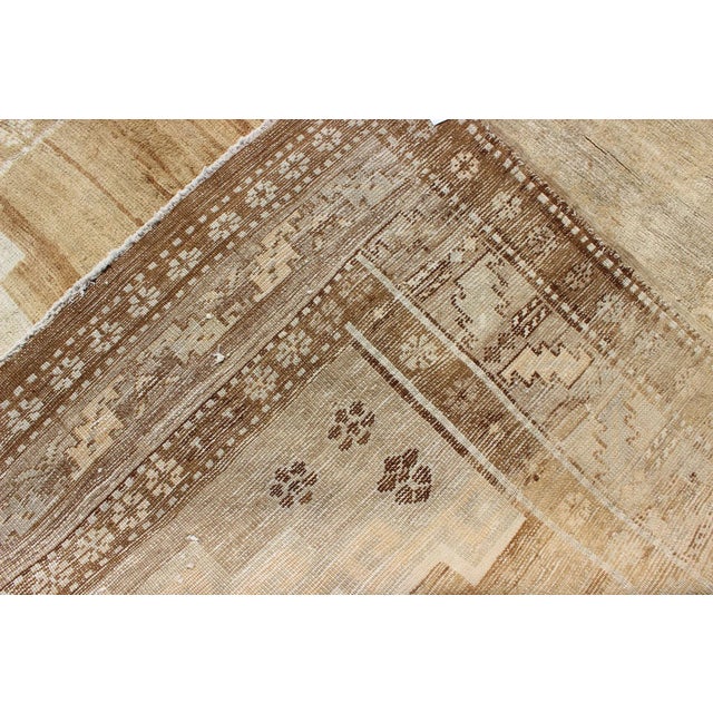 Coffee Midcentury Vintage Turkish Rug With Central Medallion in Brown and Ivory For Sale - Image 8 of 9