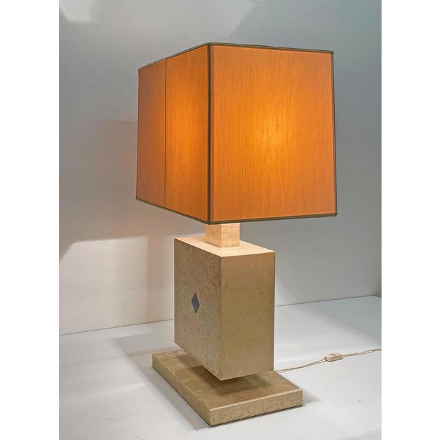 Italian Travertine Marble and Lapis Lazuli Table Lamp, 1970s For Sale - Image 15 of 18