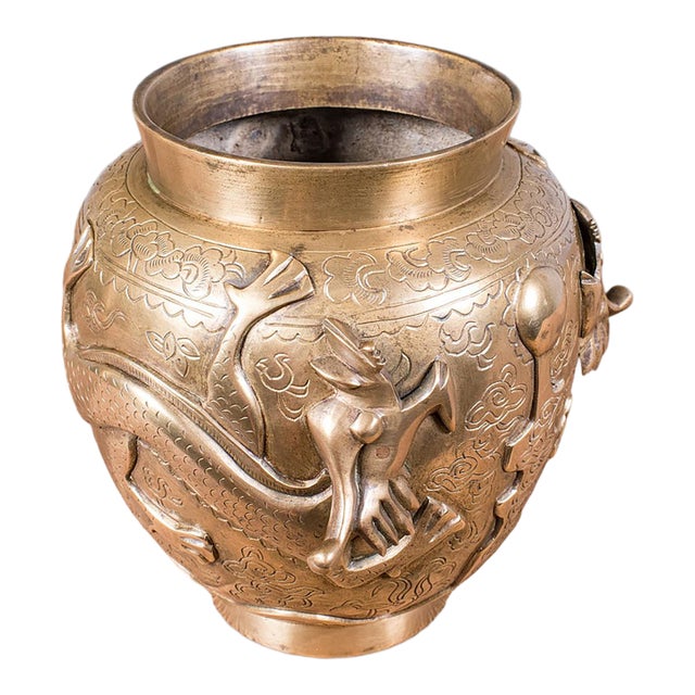 Antique Flower Urn, Oriental, Bronze, Dragon Motif, Posy Vase, Victorian, c.1900 For Sale