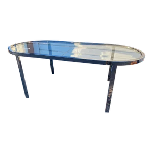 1980s Chrome and Glass Extendable Oval Dining Table by Design Institute of America