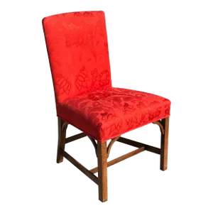 Dennis & Leen Chippendale Ascot Dining Chair Scalamandre Damask