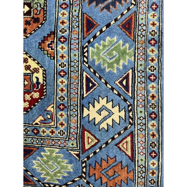 Blue Bokhara Wool Area Rug With Tribal Gul Motifs, 6'6" X 10'5" For Sale - Image 11 of 15