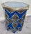 Moroccan Boho Chic White Brass Inlaid Side or End Table in Blue, a Pair For Sale - Image 9 of 12