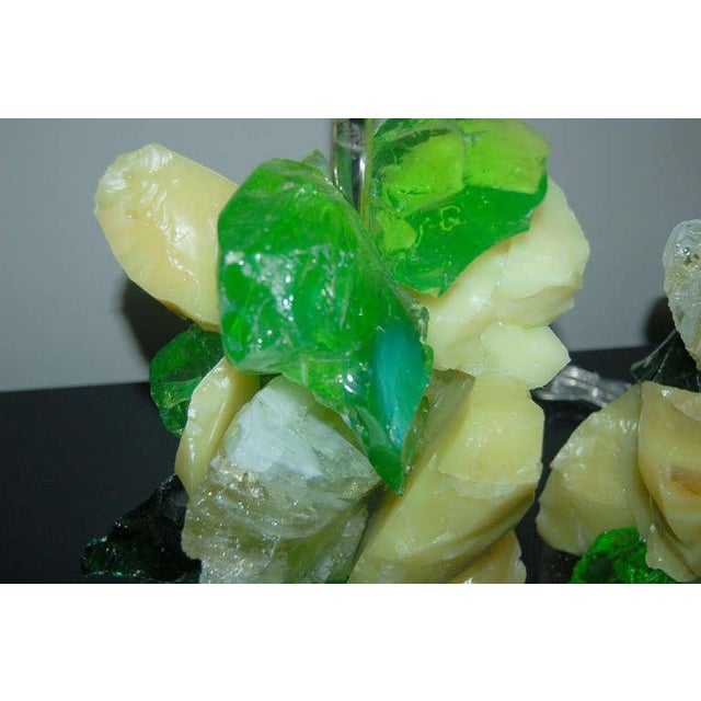 Glass Rock Lamp Sculptures in Yellow & Green For Sale In Atlanta - Image 6 of 9