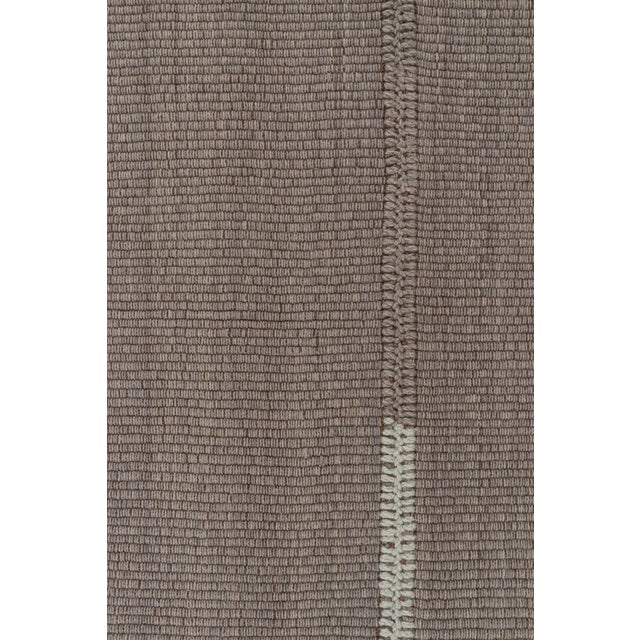 Contemporary Rug & Kilim’s Contemporary Kilim in Gray With Sky Blue Stripes & Brown Accents For Sale - Image 3 of 7