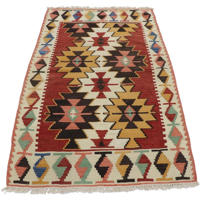 Tribal Vintage Persian Shiraz Kilim Rug - 03'00 X 04'07 For Sale - Image 3 of 9