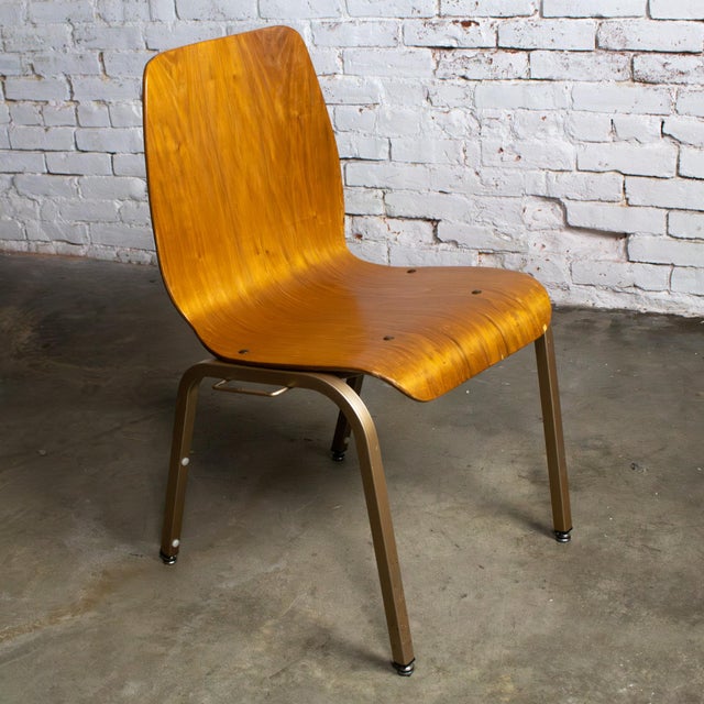 Modern Late 20th to Early 21st Century Modern Walnut Molded Plywood Chairs Stackable Connectable as Is Condition Selling Separately For Sale - Image 3 of 18