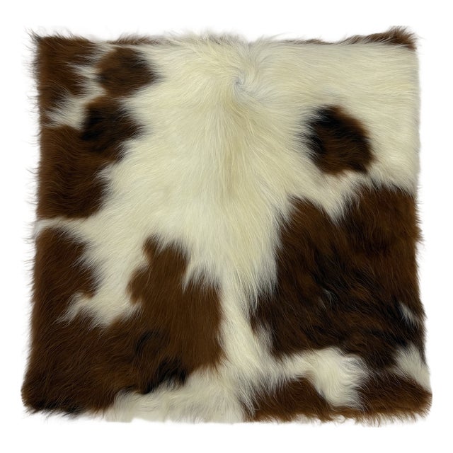 18x18 Tri-Color Premium Long-Haired Colombian Cowhide Pillow Cover – Handcrafted by Pablo Sota Designs For Sale