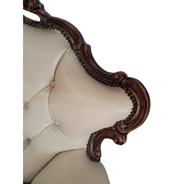 Vintage Baroque Louis XV Buttoned Leather Chesterfield Armchair, 1980s For Sale - Image 14 of 18