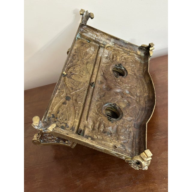 Brass Antique Cast Brass Double Inkwell With Letter Holder – Ornate Baroque French Louis XIV Style, 10+ LBS For Sale - Image 8 of 13