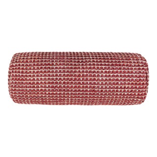 The House Of Scalamandré Heatherton Bolster Pillow In Rouge For Sale