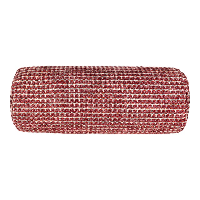 The House Of Scalamandré Heatherton Bolster Pillow In Rouge For Sale