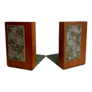 Mid 20th Century Danish Modern Signed Original Wood and Metal Art Bookends For Sale