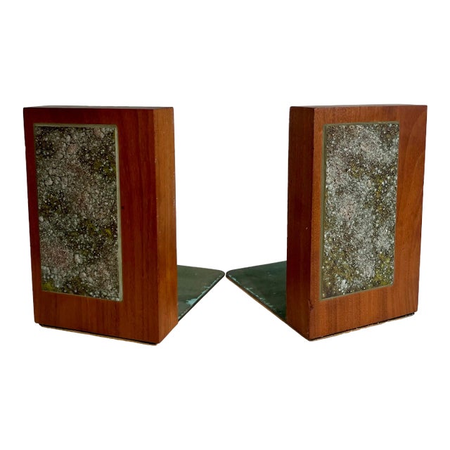 Mid 20th Century Danish Modern Signed Original Wood and Metal Art Bookends For Sale