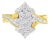 10K Yellow Gold Round And Baguette Cut Diamond Cluster Ring (1 1/10 Cttw, H-I Color, SI2-I1 Clarity) - Size 8 For Sale