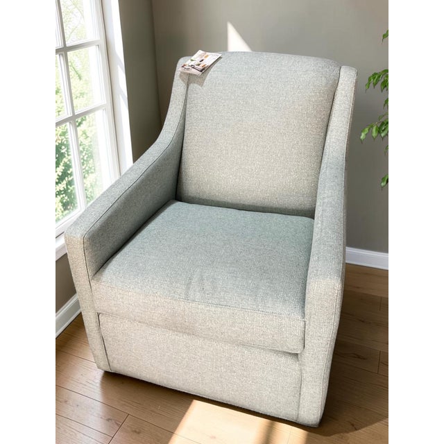 C. R. Laine Kendrick Swivel Chair 545-05sw in Thibaut Everly Spa Blue For Sale - Image 11 of 18