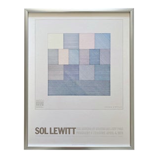 Sol LeWitt Vintage 1978 Lithograph Print Mid Century Modern Framed Minimalist Exhibition Poster " Four Color Drawing " 1970 For Sale
