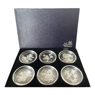 Vintage Crystal Coasters from Val Saint Lambert, 1970s, Set of 6 For Sale
