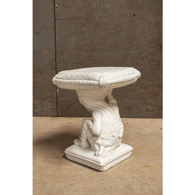 1960s 1960s Hollywood Regency Cast Cement Garden Stool or Table With Classical Child Figure and Lion For Sale - Image 5 of 9