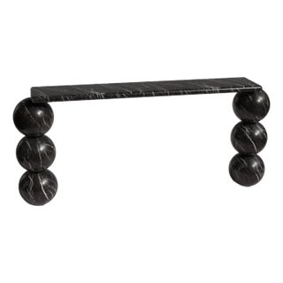 Olly Alexander Black Marble Console Table 59" For Sale