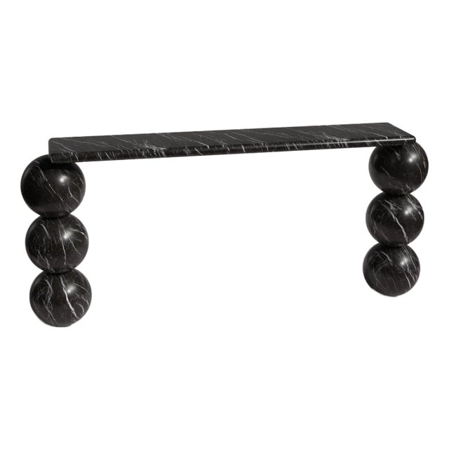 Olly Alexander Black Marble Console Table 59" For Sale