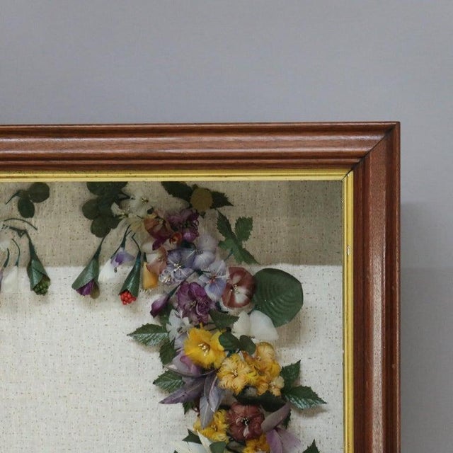 Victorian Antique Victorian Shadow Box With Floral Wreath For Sale - Image 3 of 11