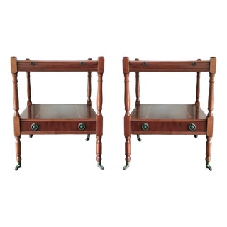 Early 20th Pair of Oak Nightstands with drawer and One Shelve For Sale