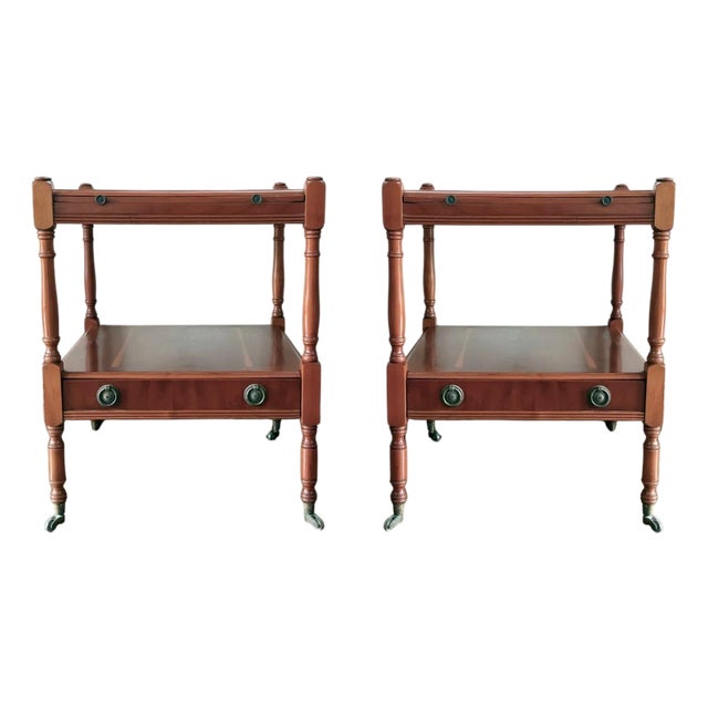 Early 20th Pair of Oak Nightstands with drawer and One Shelve For Sale