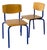 Blue Tubular Steel Stacking Chairs Set of 2 European Vintage Mid-Century Modern 1970s For Sale