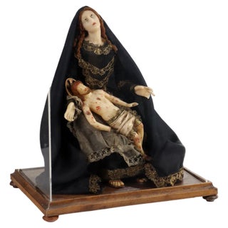 Our Lady of Sorrows Figurine in Wax and Fabric, Italy, 1800s For Sale