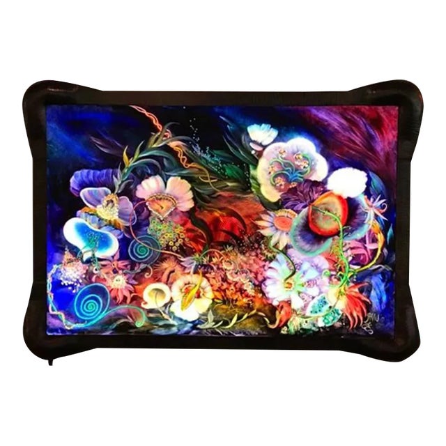 Signed Original Ulla Darni Illuminating Flat Glass Painting "Han and Hanini" For Sale