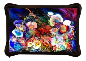 Signed Original Ulla Darni Illuminating Flat Glass Painting "Han and Hanini"