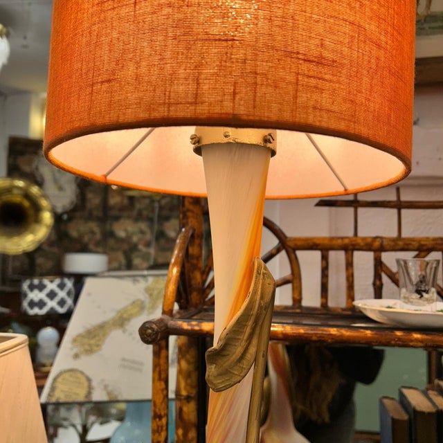 Art Nouveau Orange Glass Table Lamp, 1890s For Sale - Image 5 of 9