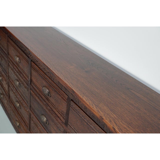 Wood French Oak Hardware Store Apothecary Cabinet, 1920s-1930s For Sale - Image 7 of 16