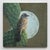 Contemporary Cactus Wren by Terra Novak | Oil on wood Bird perched on a cactus under a full moon. For Sale - Image 3 of 5
