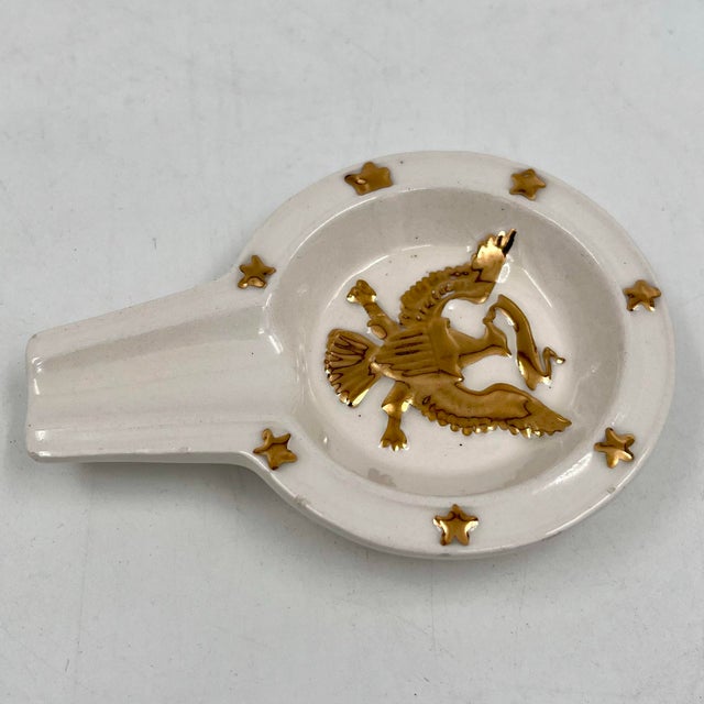 Ceramic Vintage Ceramic Patriotic Gold Eagle and Stars Cigar Ashtray / Cuff Link Dish For Sale - Image 7 of 8
