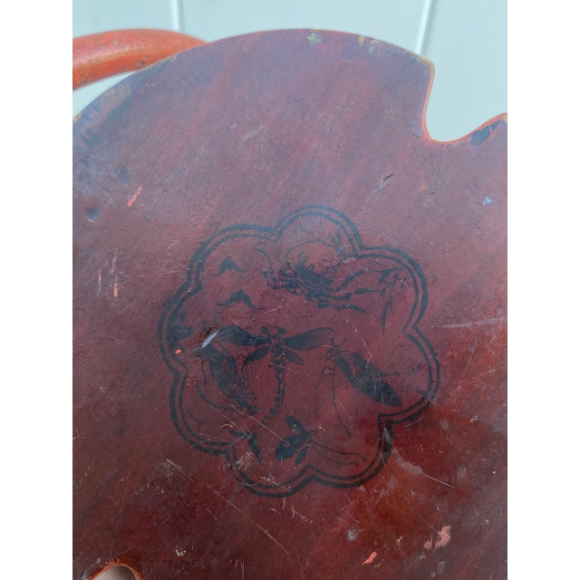 Antique Chinese Red Lacquered Wooden Wedding Basket With Dragonfly Lid Motif For Sale In Portland, OR - Image 6 of 13