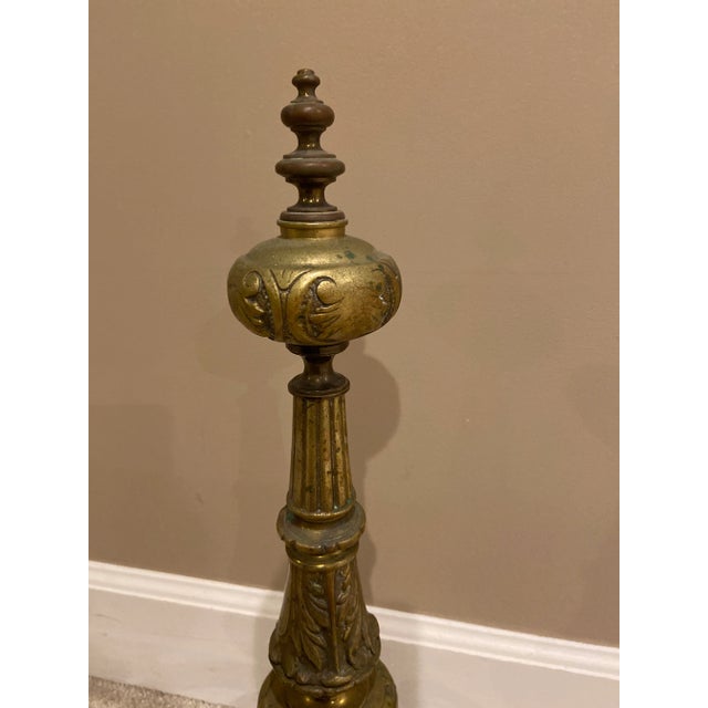 Metal 1920-30s Cast Iron and Brass Andirons - a Pair For Sale - Image 7 of 11