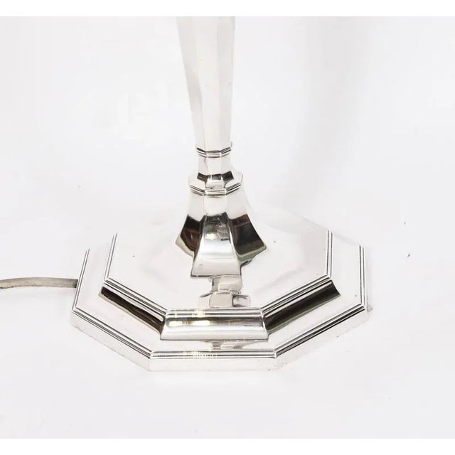 Vintage Art Deco Column Table Lamp in Sterling Silver, 1920s For Sale - Image 6 of 14