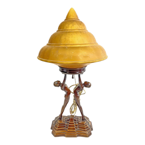 Antique Nuart Double Figure Table Lamp