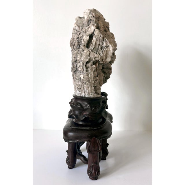Rare Chinese Xuan Scholar Stone on Display Stand For Sale - Image 9 of 18
