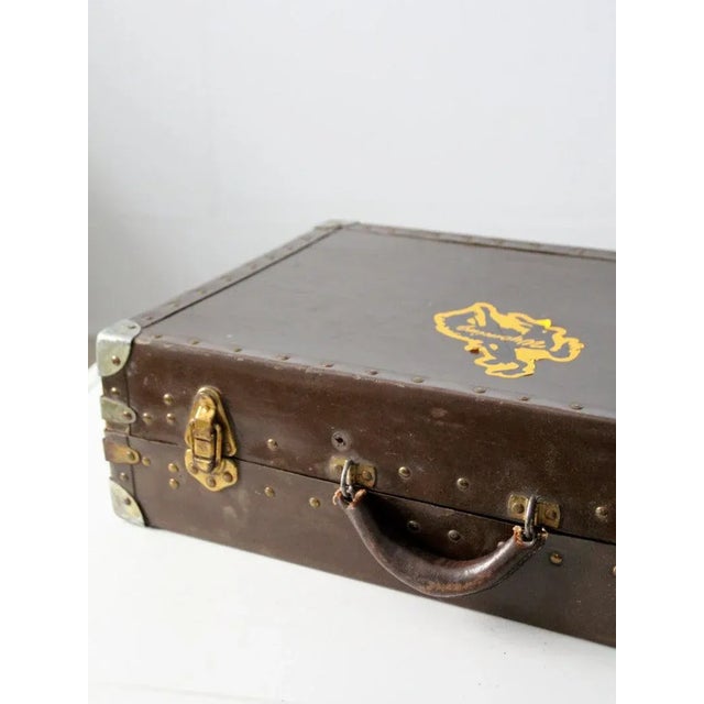 Rustic Vintage Metal & Wood Luggage Case For Sale - Image 3 of 6