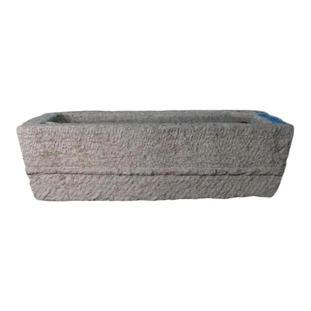 45" Inch Long Hand Chiseled Stone Trough 17 For Sale