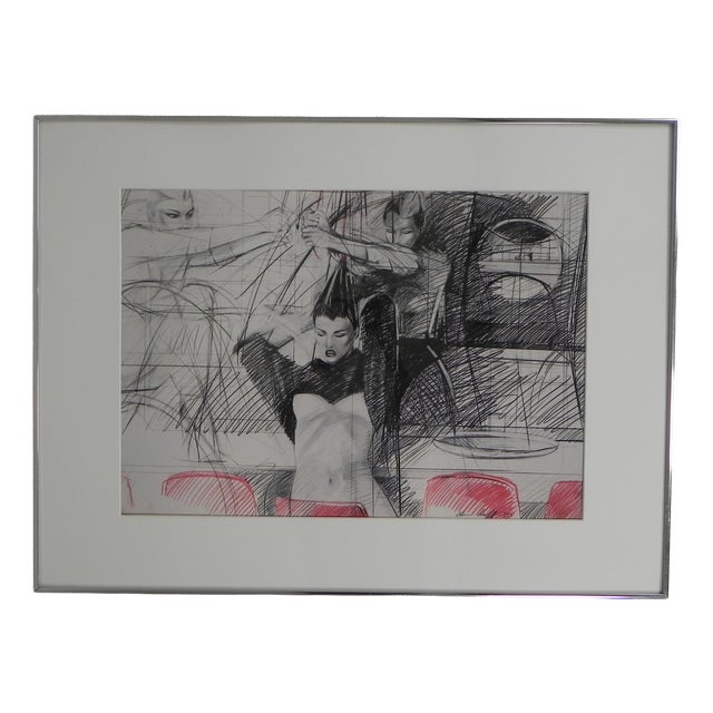 Poster Steven Scheffer Three Waitresses with Red Chairs, 1981 For Sale