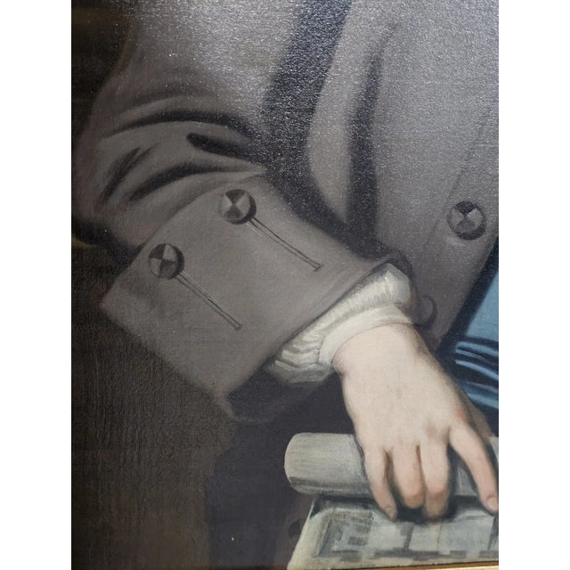 Late 18th Century 18th C Early Anglo- American Colonial Gentleman Portrait Oil Painting on Canvas For Sale - Image 5 of 11