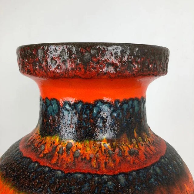 Large Multi-Color Pottery Fat Lava Multi-Color Floor Vase from Scheurich For Sale - Image 10 of 14