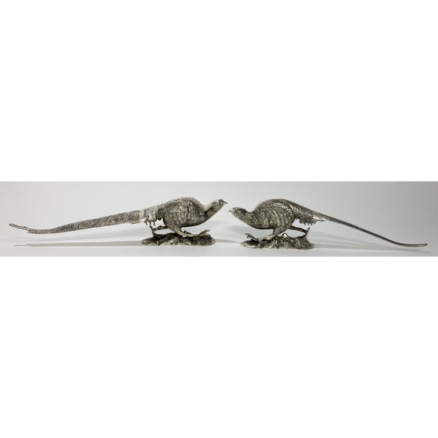 Victorian Antique Victorian Silver Plate Pheasant Sculptures, a Pair For Sale - Image 3 of 13