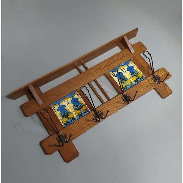 Art Nouveau Wall Coat Rack with Tiles For Sale - Image 18 of 18